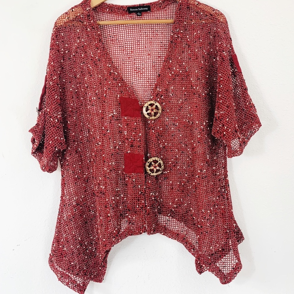 Ronnie Salloway V Neck Button Down Top Size Large